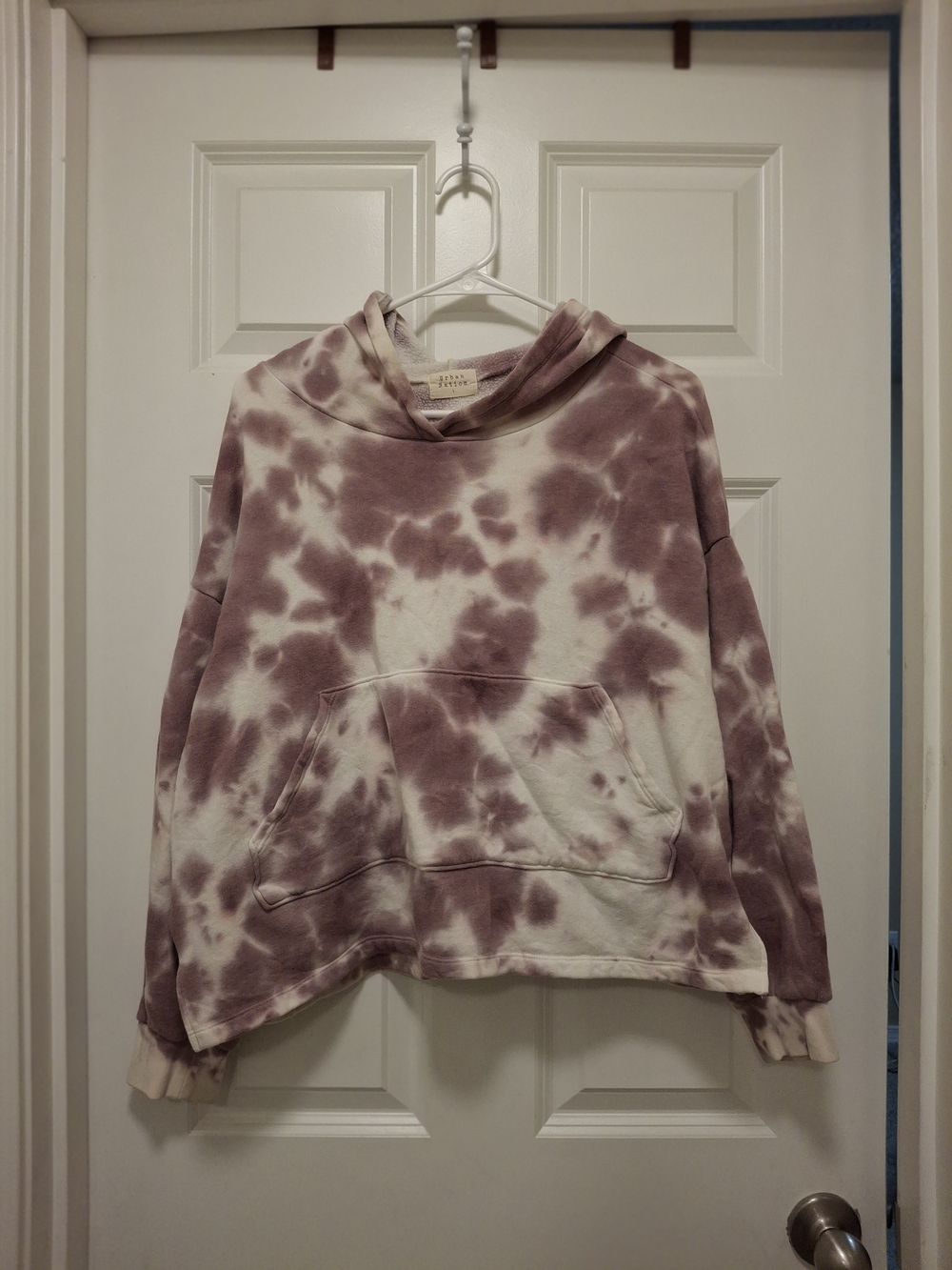 Women's Tie-Dye Pullover Hoodie in Dusty Mauve & Cream